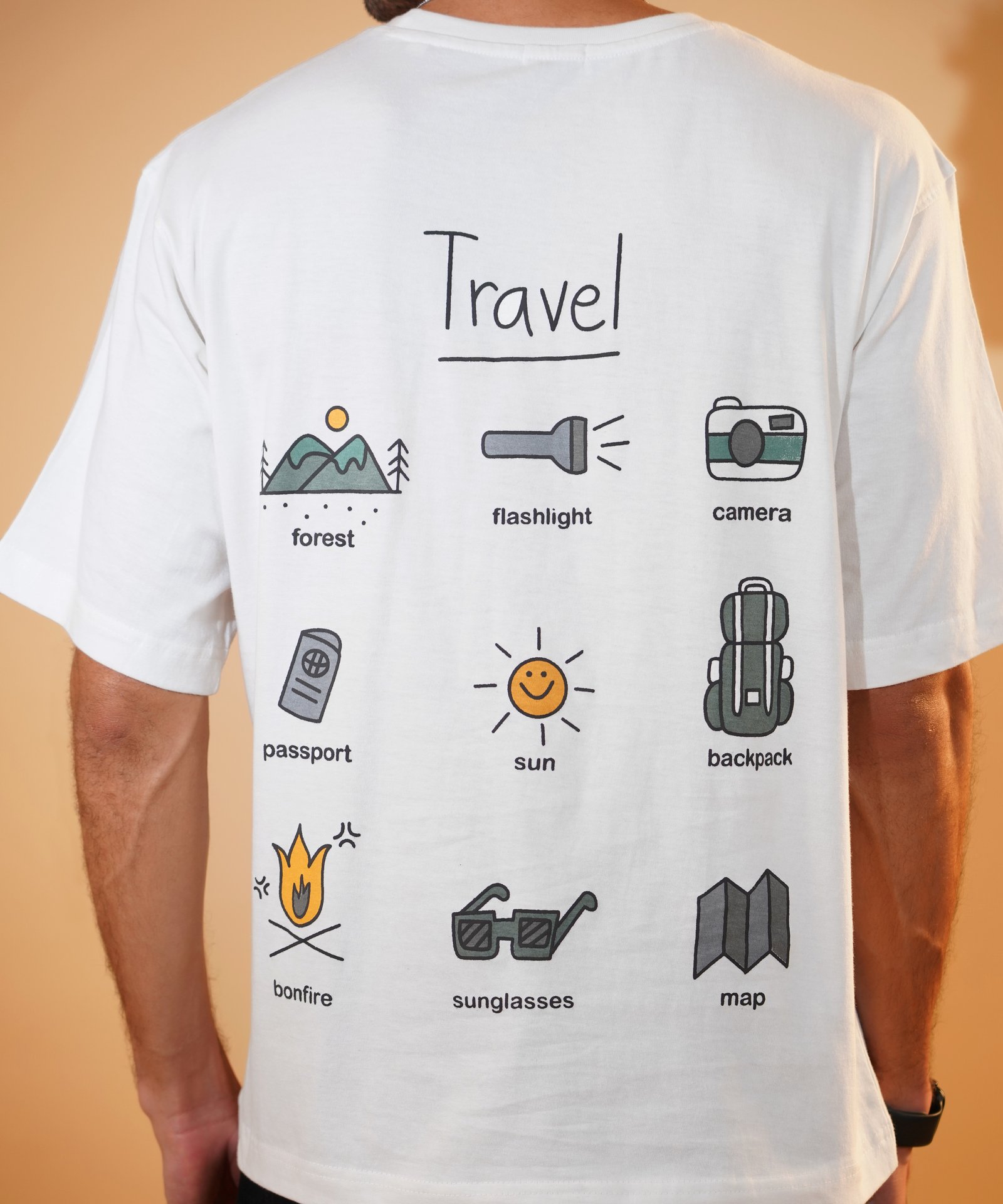 White Travel Edition - Premium Oversized Puff Printed T-Shirts