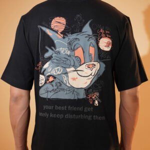 Black Tom & Jerry Edition - Premium Oversized Puff Printed T-Shirts