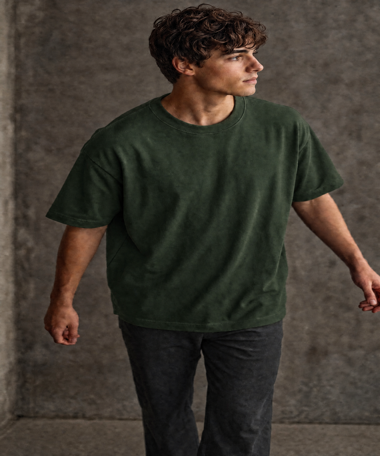 Hunter Green Plain - Premium Oversized Plain T-Shirt